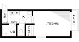 プランツ四季2 1階1Kの間取り