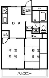 ベルメゾン鈴木 2DKの間取図画像