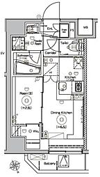 シーフォルム上野アジールコート 1DKの間取図画像
