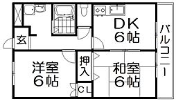 アビリティ.K.池菊第五ビル 2DKの間取図画像