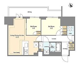 オアーゼ日暮里レジデンス 4階2LDKの間取り