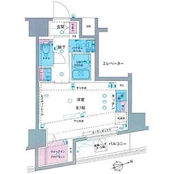 GENOVIA駒込駅 green veil 4階ワンルームの間取り