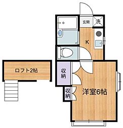 エトワール武蔵野 1階1Kの間取り