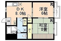 ドエル立石 2DKの間取図画像