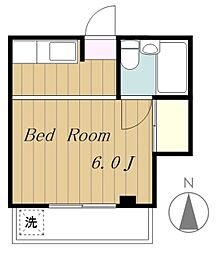 小田急小田原線 相模大野駅 徒歩11分の賃貸マンション 2階ワンルームの間取り