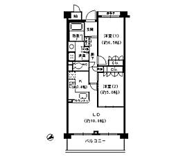 甲子園六石町ハイツ 2LDKの間取図画像