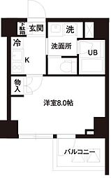 レジディア白金高輪 1Kの間取図画像