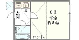 プラザドゥウィルシャーA棟 1Kの間取図画像