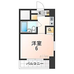 JR福知山線 猪名寺駅 徒歩3分の賃貸マンション 8階ワンルームの間取り