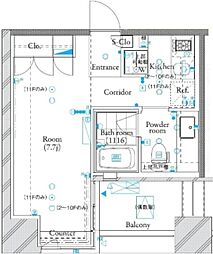 ザ・タワー芝浦 3階ワンルームの間取り