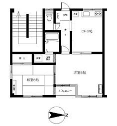 30スペース 1階2DKの間取り