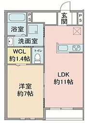 ラシーネセレッソ 1LDKの間取図画像