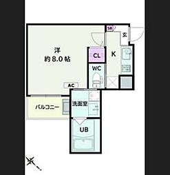 Jack unoki III 1Kの間取図画像