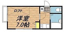 メゾンミシマ壱番館 1Kの間取図画像