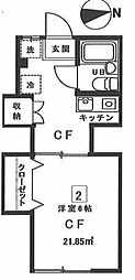ハイツローゼ 1Kの間取図画像