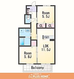 シャーメゾン陽 2LDKの間取図画像