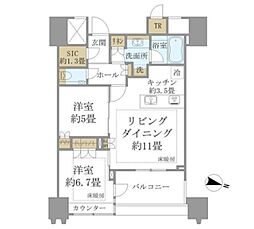 パークコート文京小石川ザタワー 2LDKの間取図画像