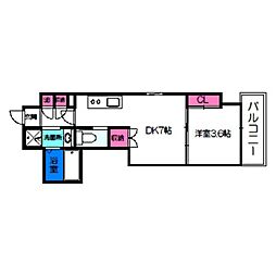 CLOVERVIEWKITAHANADA 1DKの間取図画像