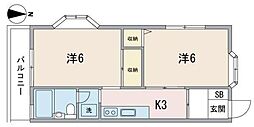 グリーンテラス高輪 2Kの間取図画像
