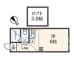 ユナイト川崎クロード=レヴィ ワンルームの間取図画像