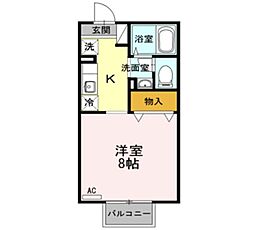 セジュール紫竹 1Kの間取図画像