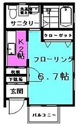 コーポABC 1Kの間取図画像