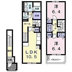 カーサ アリエッタ 2階2LDKの間取り