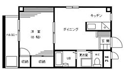花ノ木ビル 1DKの間取図画像
