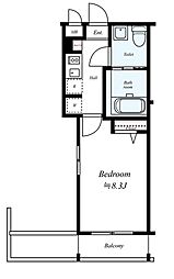 JR総武線 高円寺駅 徒歩6分の賃貸マンション 4階1Kの間取り