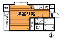 ファインコートS 2階ワンルームの間取り