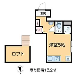 桂ビル 1階ワンルームの間取り