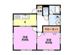 リリビー水道公園 2Kの間取図画像