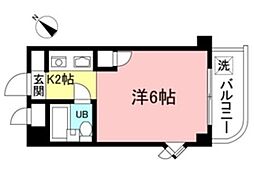 デイジイ川崎 1Kの間取図画像