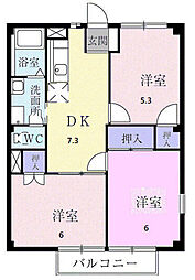 ミクロコスモスB 3DKの間取図画像