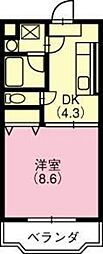 サンモールK2 1DKの間取図画像