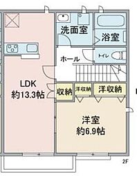 多摩都市モノレール 大塚・帝京大学駅 徒歩11分の賃貸アパート 2階1LDKの間取り