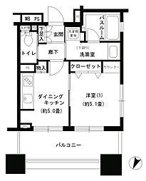 パークキューブ市ヶ谷 1DKの間取図画像