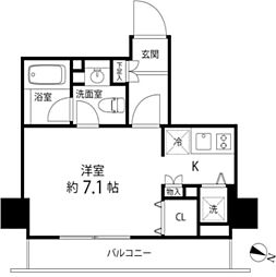 麻布十番レジデンス ワンルームの間取図画像