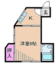 大倉山コーポ 1Kの間取図画像