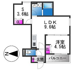 D porta Damrey 1SLDKの間取図画像