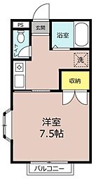 スカイハイツ菊間2 1Kの間取図画像