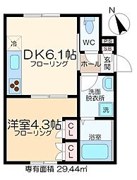 リオグランデ門前仲町 1DKの間取図画像