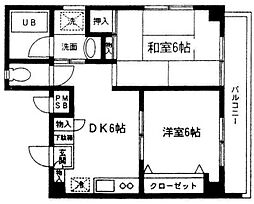 NIKOパークハイム新小岩 6階2DKの間取り
