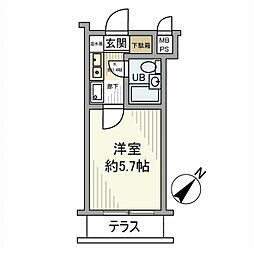 ロンスター三軒茶屋 1Kの間取図画像