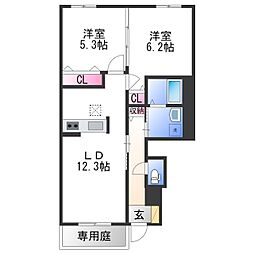 シャーメゾンオーキッド 2LDKの間取図画像