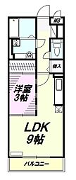 ジャルディネット 2階1LDKの間取り