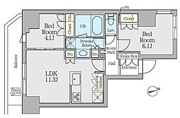 CRESTCOURTUENO 2LDKの間取図画像