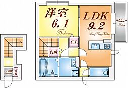 コリーナ・ヴィルトゥ 2階1LDKの間取り