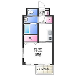 美章園メゾン寿 1Kの間取図画像