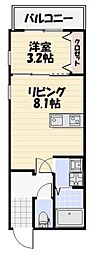 千葉市稲毛区小仲台7丁目アパート 1LDKの間取図画像